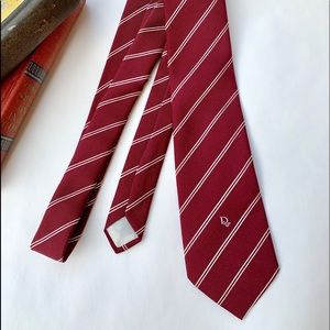 Christian Dior maroon & white diagonal stripe tie.